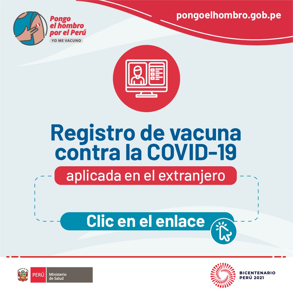 Minsa_Peru's tweet photo. #PongoElHombro 🇵🇪 | Si vives en el Perú y te vacunaste contra la COVID-19 en otro país, registra tus datos personales y los referidos a la vacuna que recibiste para actualizar el Padrón Nacional de Vacunación. 

✅ Regístrate ahora: https://t.co/E1lDZHMuoY https://t.co/6RbAqCjIRP