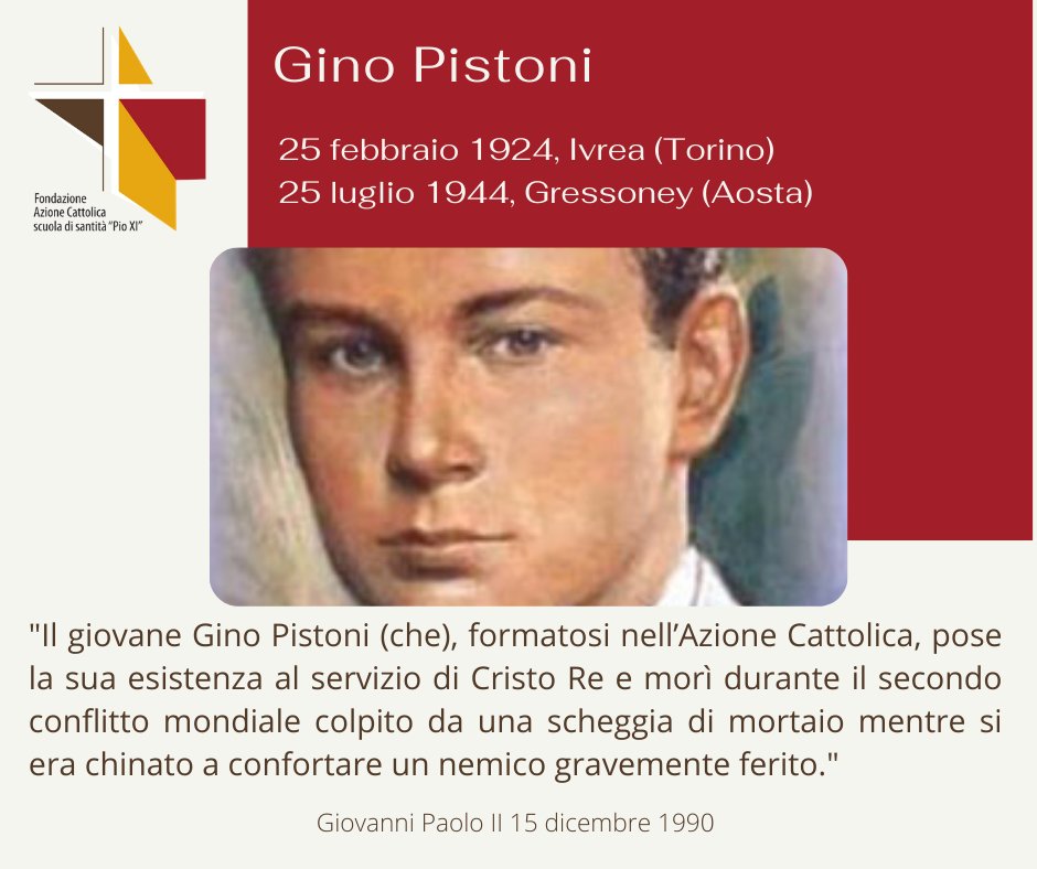 CA_Forum's tweet photo. #25luglio #Anniversario #ServodiDio #GinoPistoni #Partigiano #ACscuoladisantita #TestimoniAC
"Se il Signore ti ha chiamato, non rigettare la sua #Grazia, ma #rispondi #generoso all'appello #divino" https://t.co/HPNikfXPT1