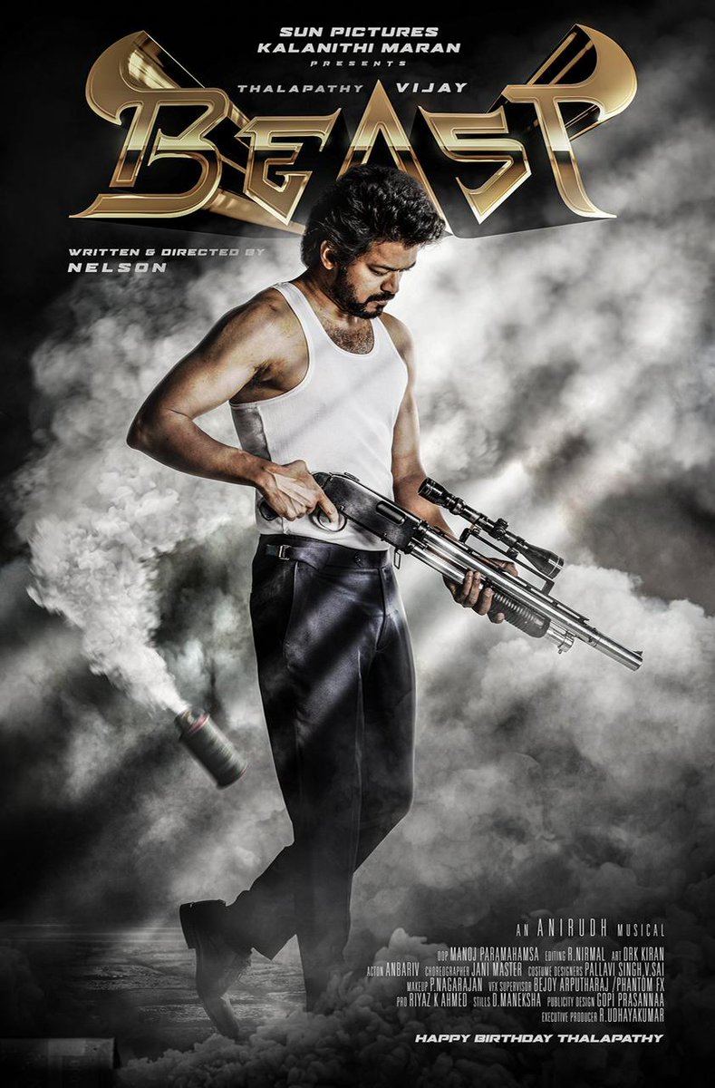 #ThalapathyVijay in and as #BEAST 

#Thalapathy65 <a href="/actorvijay/">Vijay</a> <a href="/Nelsondilpkumar/">Nelson Dilipkumar</a> <a href="/anirudhofficial/">Anirudh Ravichander</a> <a href="/hegdepooja/">Pooja Hegde</a> <a href="/sunpictures/">Sun Pictures</a> 
#BEASTFirstLook #Thalapathy65FirstLook