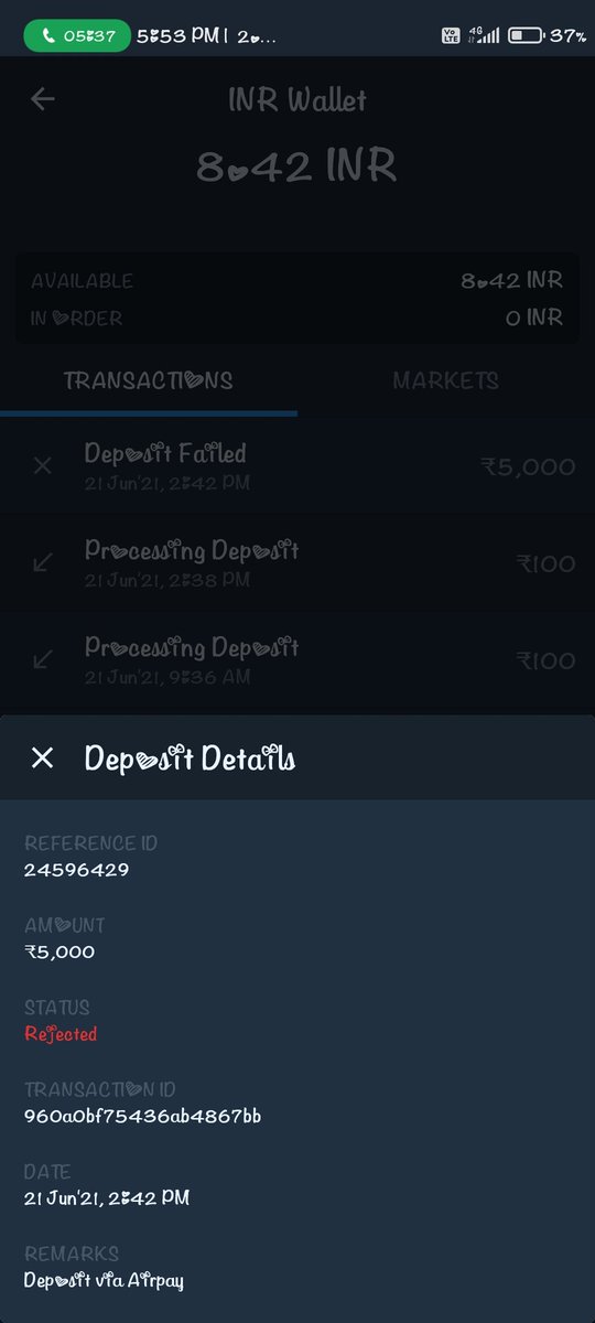 jolnapai's tweet photo. @WazirXCares hlo i am new  to wazirx, today i tried to deposit in wazirx .now it shows deposit failed  but they took money from my account.
Kindy reply ❤️ https://t.co/ARoBNUF4EX