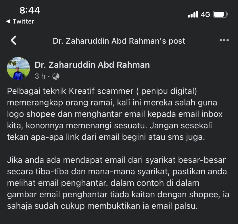 AkeemSharyzal's tweet photo. Bagitahu kawan kawan family korang semua, kalini scammer guna logo shopee pulak. https://t.co/G5YwtRuL9H
