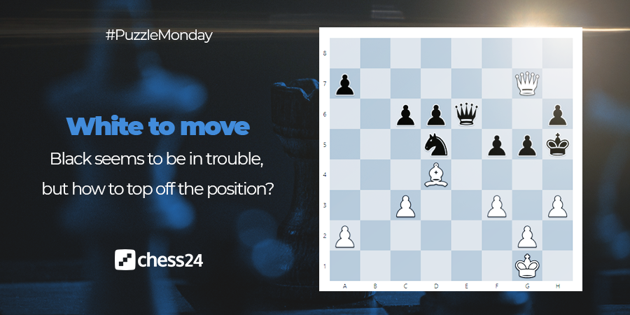 chess24com's tweet photo. Itโs time for #PuzzleMonday ๐งฉ. White to move and win. Can you find the solution?
โ๏ธ Check out the Tactics Trainer on https://t.co/97LgFFJrXL to solve more mind-expanding puzzles. https://t.co/2bkbtssXOo