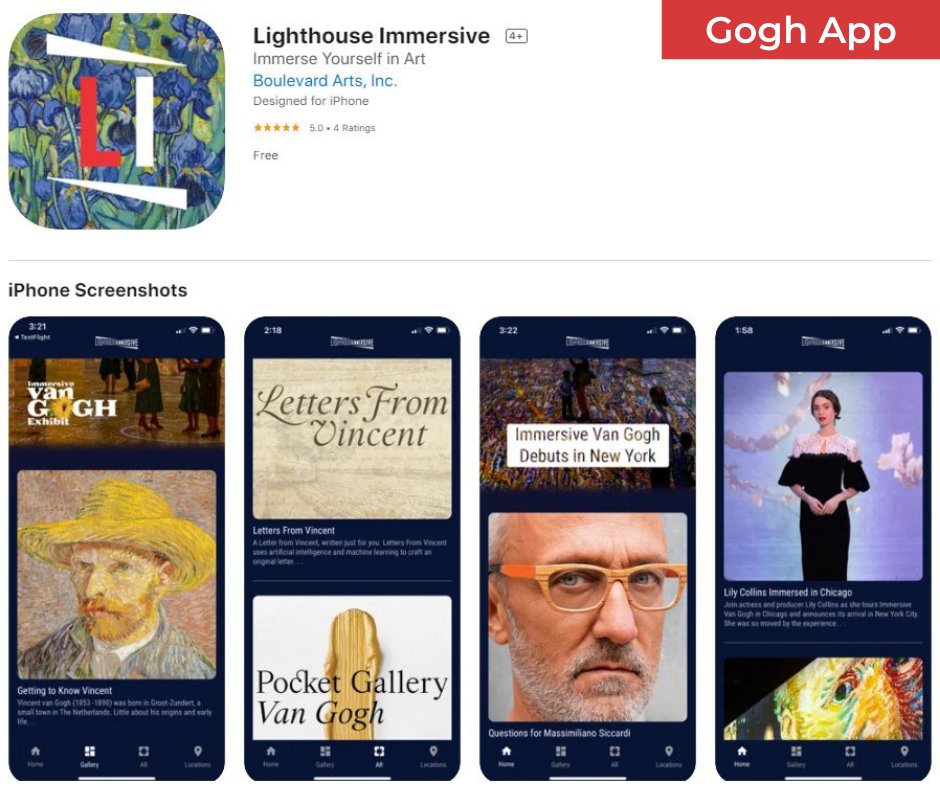 📱 
We've launched a Lighthouse Immersive App (LIA), which is now live on both Apple App and Google Play Stores.

The LIA is a powerful resource for each Immersive Van Gogh venue. 
Learn &amp; download at vangoghnyc.com/app 
---
#ImmersiveVanGogh #LighthouseImmersive #goghapp