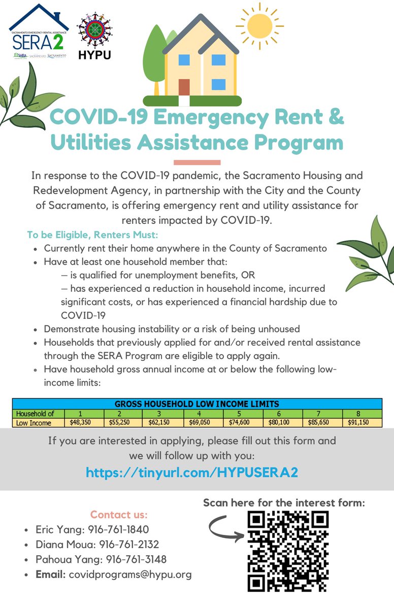 HmongPublicHlth's tweet photo. Hmong Youth and Parents United (HPYU) are providing assistance for the Sacramento Emergency Rent Assistance (SERA2) Program. The SERA2 program helps families and individuals with overdue rent or utility.

Link here: https://t.co/g3f4x1Jr0W https://t.co/wjI5vV7DtY