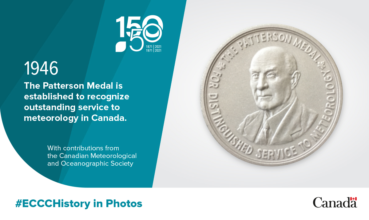 environmentca's tweet photo. #ECCCHistory in Photos: The Patterson Medal celebrates the contributions of dedicated individuals to meteorology in Canada.
Check out the list of winners and learn more:
https://t.co/FrmPaiWDkN
#ECCC50 #MSC150 https://t.co/NZWfsfNqy2