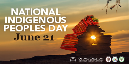 OCDSB's tweet photo. Today is National Indigenous Peoples Day, which recognizes and celebrates the cultures and contributions of First Nations, Inuit and Métis Peoples. Learn more: https://t.co/RdSrW4zUWt #NIHM2021 #NIPDCanada https://t.co/XhTPR4xL1b
