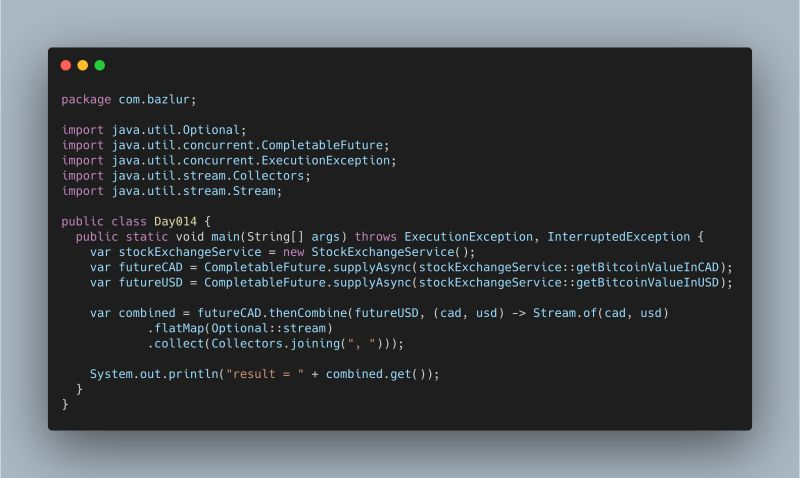 bazlur_rahman's tweet photo. #100DaysOfJava

Day 14: #CompletableFuture made life easy, running things asynchronous

https://t.co/5eywX4L6Ep

#100daysofcode  #coding #java
 #programming #java8 #java16 https://t.co/ZhAA8Z85HF