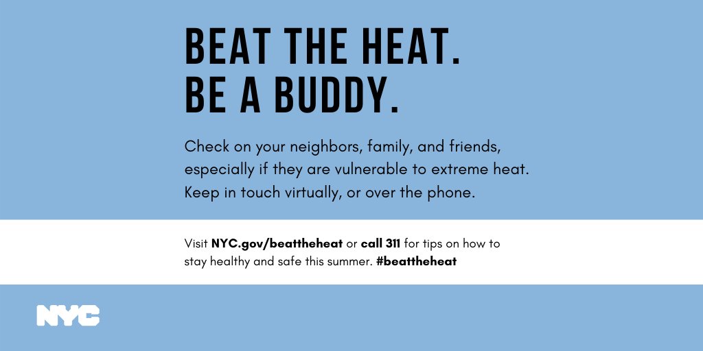 Graphic, reads Beat the Heat, Be a Buddy.