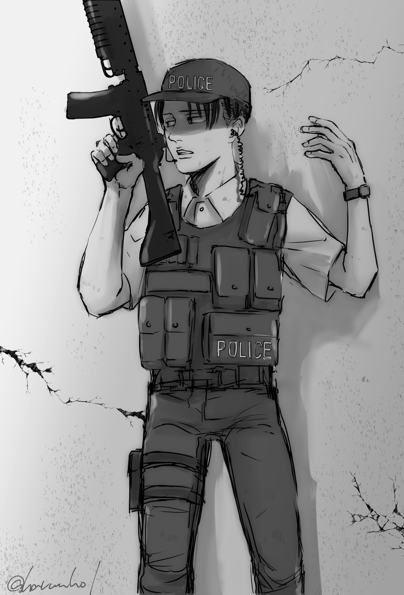 ハルルン C100 土 東3エ52a Na Twitteru リヴァイ版深夜の真剣お絵描き60分1本勝負 警察官 フライング参加6 21 21 00 22 00 特殊部隊で仲間にハンドサインを送るリーダー長 小さい とても強い T