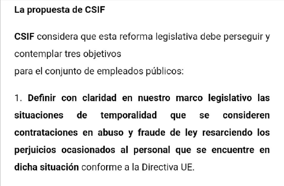 GMi15f's tweet photo. 😠@CSIFnacional NO CUMPLE CON NORMATIVA EUROPEA DE OBLIGADO CUMPLIMIENTO Directiva 1999/70/CE
💥NINGÚN PROCESO SELECTIVO ES SANCIÓN
💥LAS INDEMNIZACIÓNES TIENEN QUE SER DISUASORIAS
@miqueliceta
@victorfrancos
@PodemosCongreso
@EU_Commission
#FijezaYaEsConstitucional https://t.co/9qiRAIqWuR