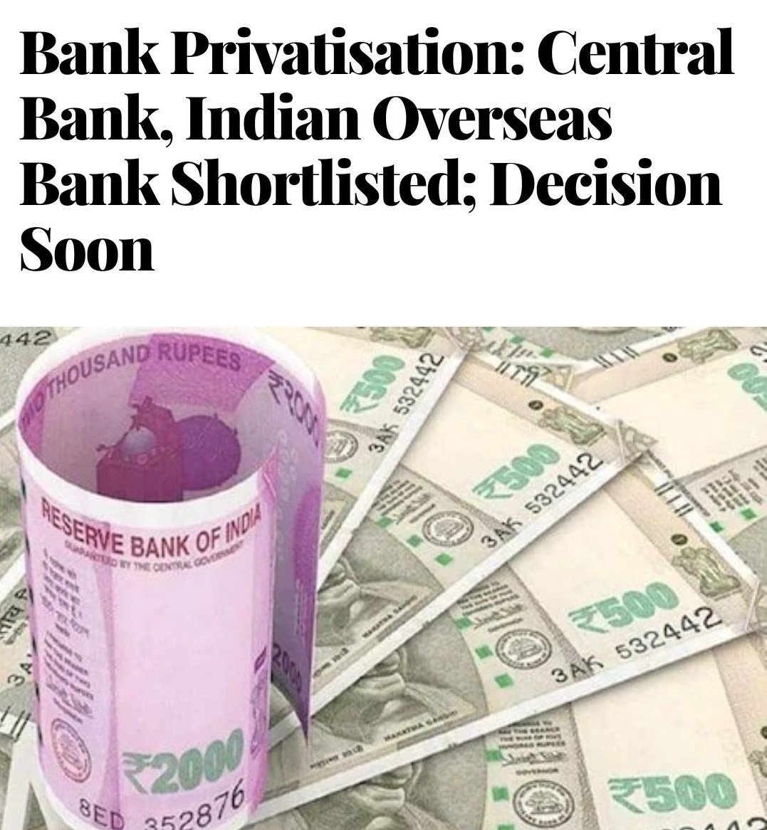 bankershrey's tweet photo. CBI और IOB के खाता धारक भी किसी प्राइवेट बैंक में खाता खुलवा सकते थे लेकिन उन्होंने अपनी जमापूँजी के लिये एक सरकारी बैंक चुना।
 क्या एक सरकारी बैंक का निजीकरण जनता से धोखा नही है❓ 
#PrivatizationFraud https://t.co/JocI83ZUK2
