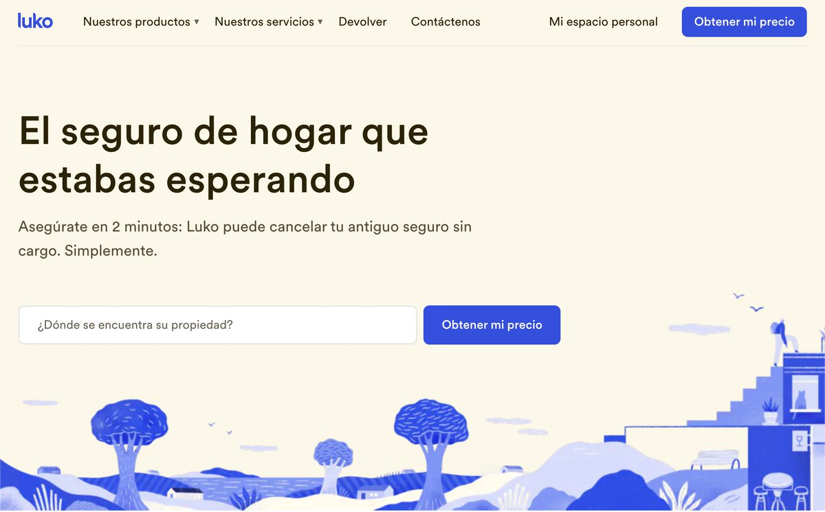 Insurance landing pages are vey cluttered
Which products?
What offer? 
Where is the CTA? 
What about the UX of the page?

Compare the ATF of spanish traditional insurer with a best practice Neo-insurer:
