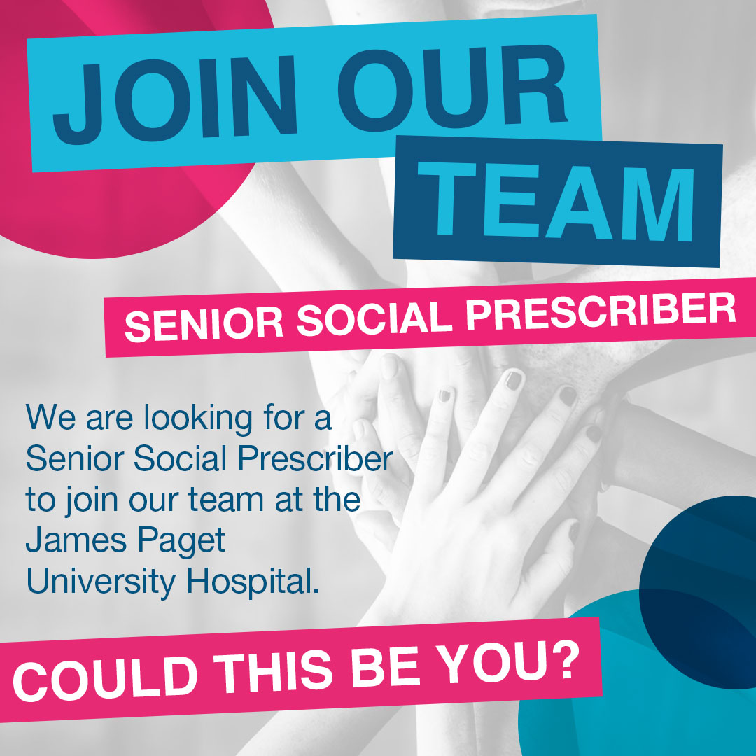 suffolkcarers's tweet image. Are you looking for a new challenge to utilise your health coaching skills?

Join our team as a Senior Social Prescriber based at the James Paget University Hospital &amp;amp; help people across Suffolk improve their health &amp;amp; wellbeing.

suffolkfamilycarers.org/get-involved/w…

Closing date - 30th June