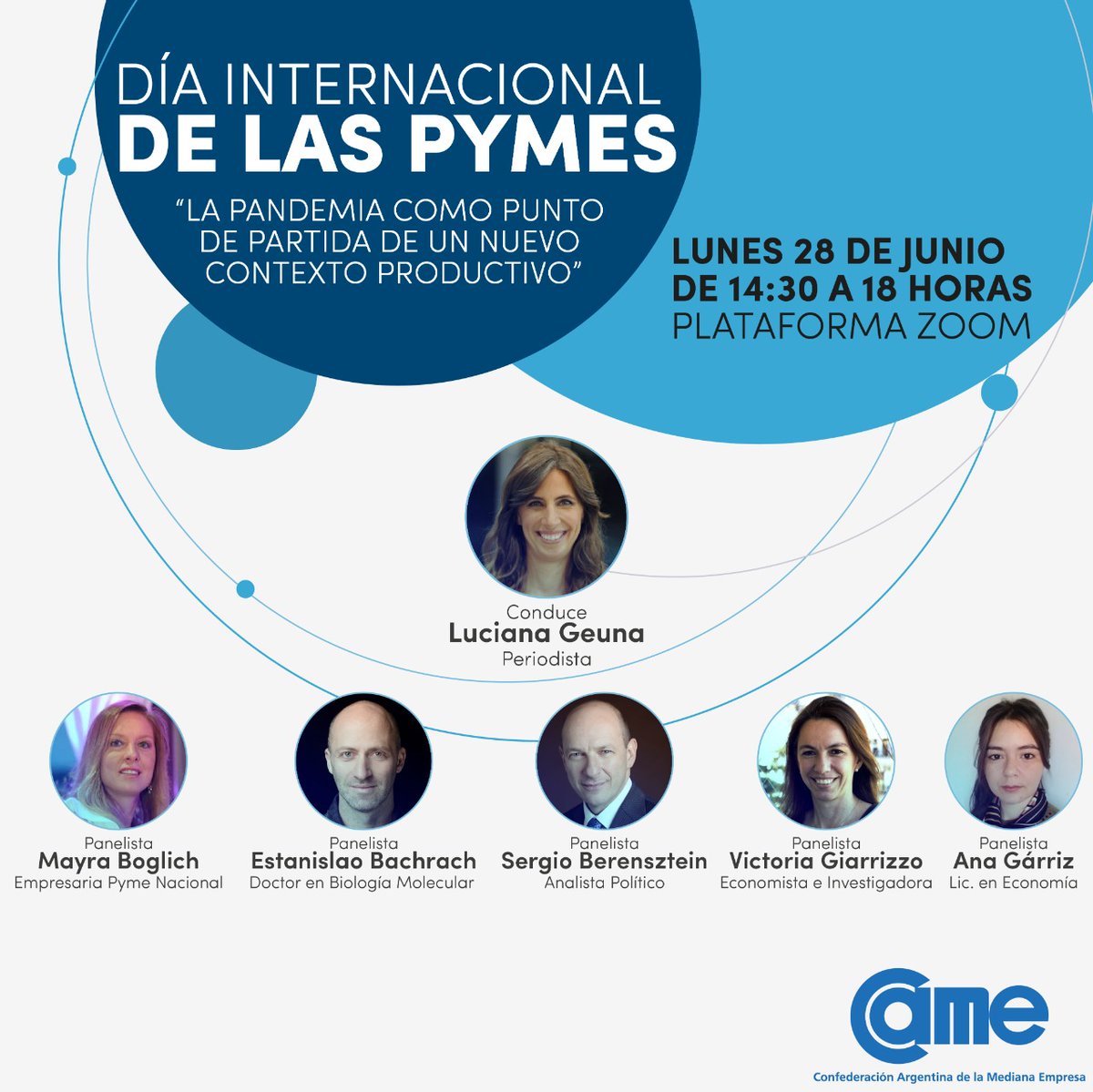 Los invitamos a participar el 28/06 14.30 - DÍA INTERNACIONAL DE LAS PYMES "La pandemia como punto de partida de un nuevo contexto productivo" organizado por <a href="/redcame/">CAME</a> inscripción en el siguiente link docs.google.com/forms/d/e/1FAI…