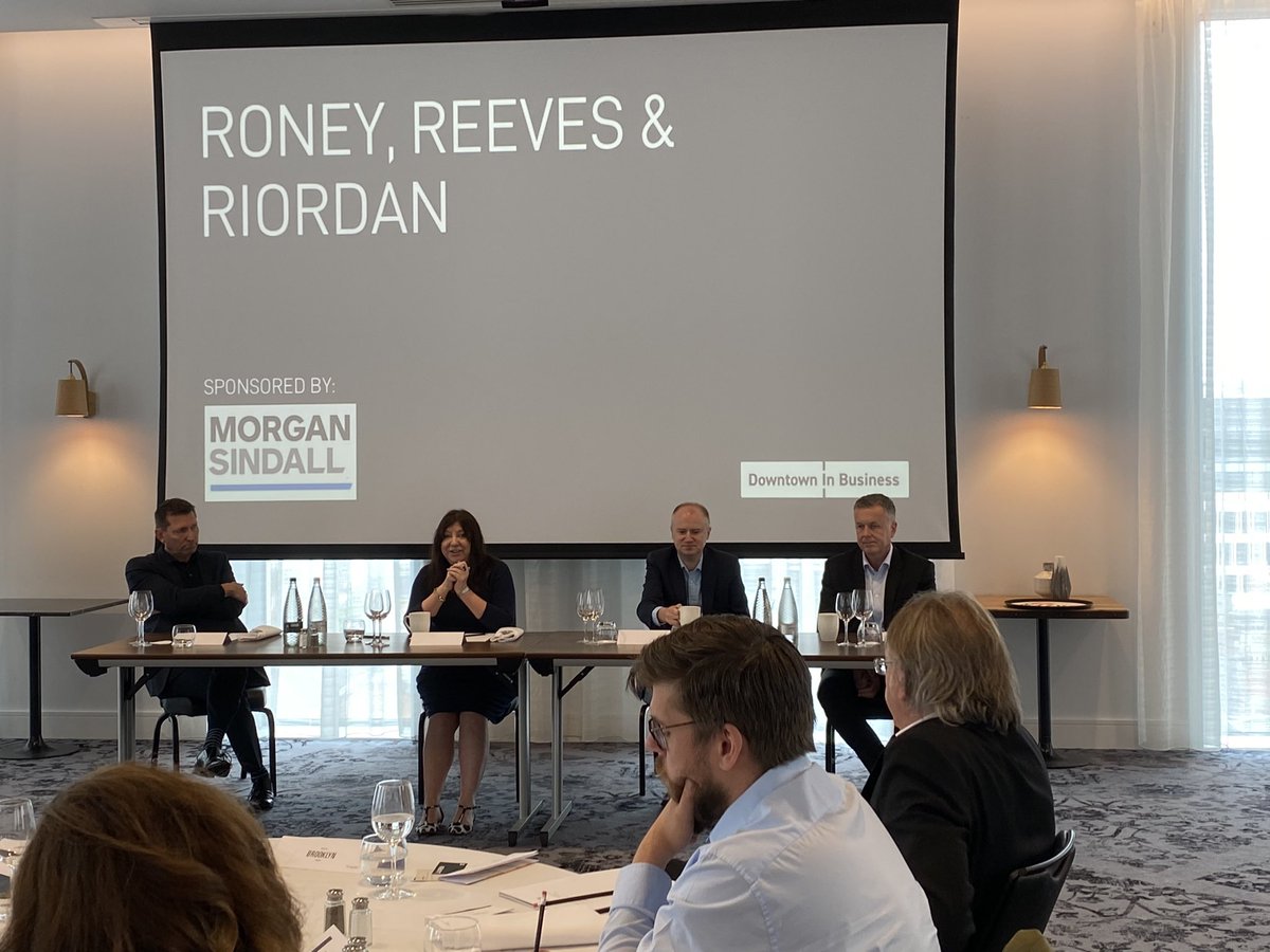 We’re here in #Manchester today for <a href="/DowntownBusines/">Downtown in Business</a> event with Tony Reeves <a href="/lpoolcouncil/">Liverpool City Council</a> , <a href="/joanneroney/">Joanne Roney CBE</a> of <a href="/ManCityCouncil/">Manchester City Council</a> and <a href="/tomriordan/">Tom Riordan</a> of <a href="/LeedsCC_News/">Leeds Council News</a>