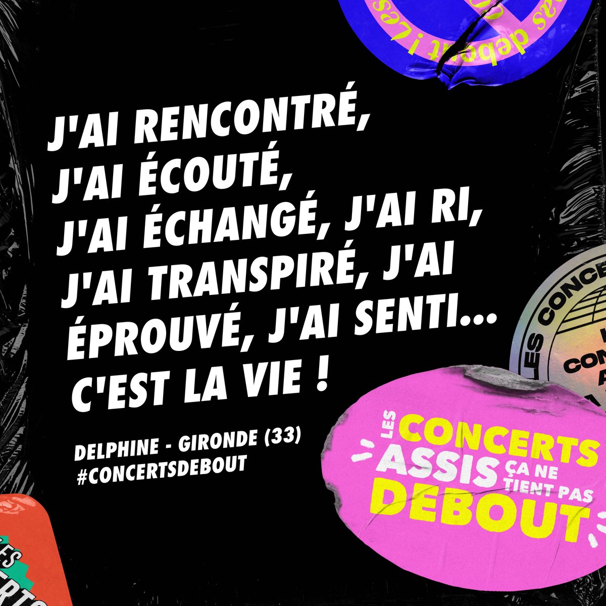Aujourd'hui nous célébrons la musique et le souvenir des concerts debout.
Vivement la reprise ! Les concerts assis, ça ne tient pas debout #concertsdebout