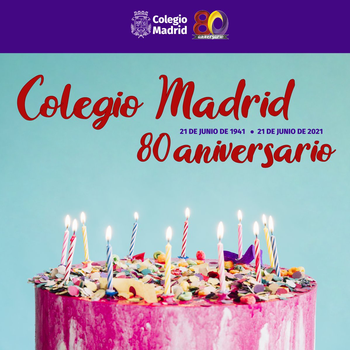 ColegioMadridMX's tweet photo. ¡Hoy cumplimos 80 Años!
Colegio Madrid A.C.
21 de junio de 1941 - 21 de junio de 2021
#ColegioMadrid80Años #21DeJunio
#MadridBien #80AñosBien 
#ColegioMadridMX https://t.co/vz8N7mbOpK