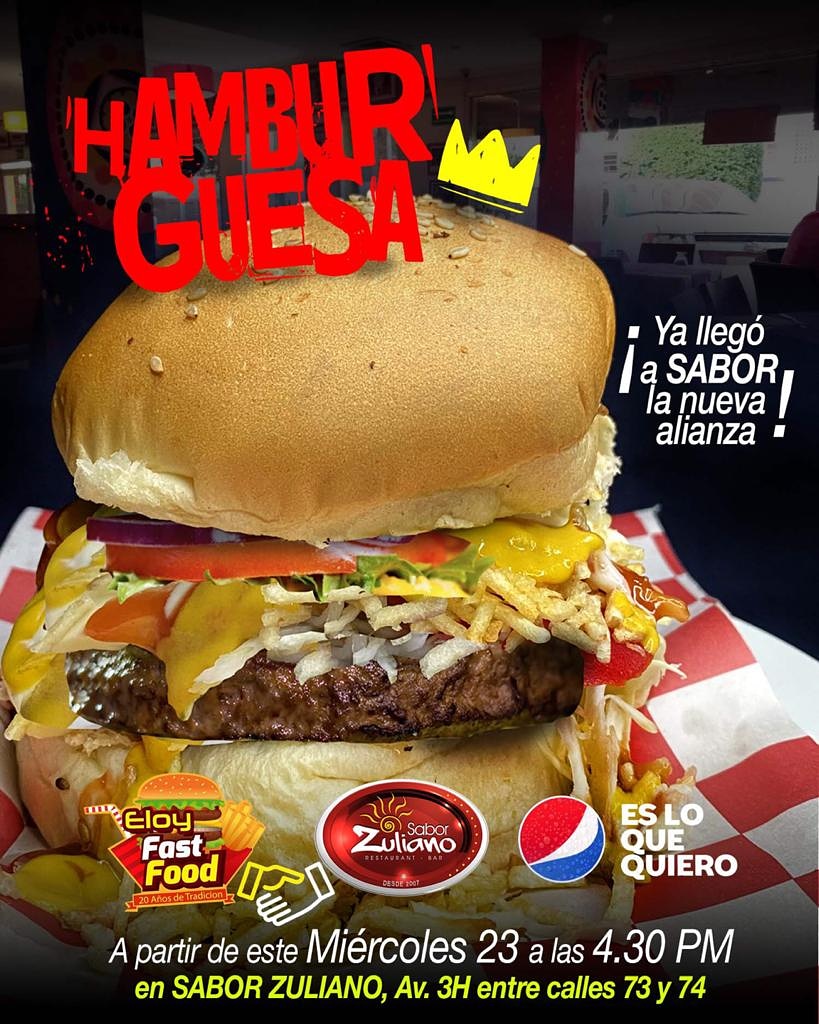 Desde este miércoles 23 de junio a las 4:30pm inicia nuestra alianza con #EloyFastFood tendremos:
✔Arepas con Pernil y Queso Frito
✔Arepas con Pollo Horneado
✔Arepas con Carne Mechada
✔Patacones
✔Hamburguesas 
✔Tumbarranchos
🔥Delivery/Pick Up
📍Av. 3H entre calles 73 y 74
