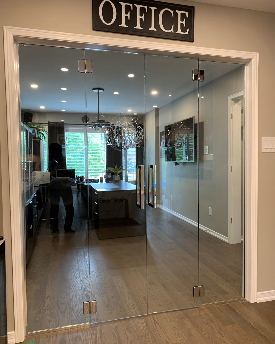 DoorsandMore's tweet image. While work from home becomes a permanent reality for many, D&amp;amp;M can help enclose any space in your home to create a dedicated work area. Whether two doors (as pictured) or one, we can help you achieve the look and comfort you require. #homeoffice #workfromhome #customglassdoors