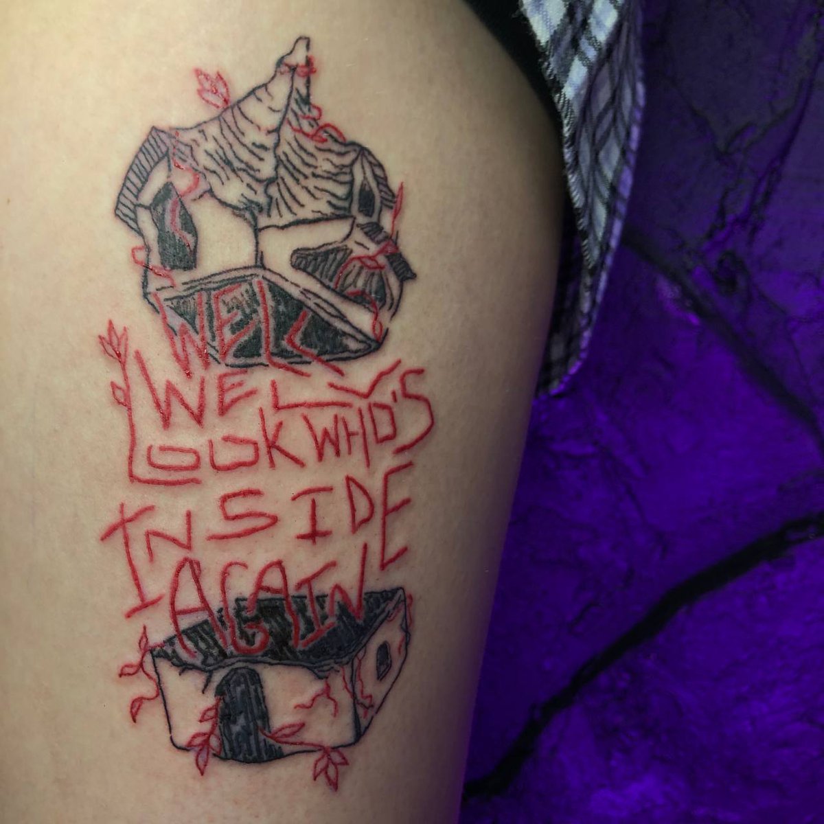 itsmechaban's tweet photo. Bo Burnham's "inside" made me feel seen, almost overexposed to myself. it felt like being lost, and finding some weird comfort in that feeling. 

fresh ink @morflingg 
art @drawmeaclown https://t.co/3tLhsFQcqn