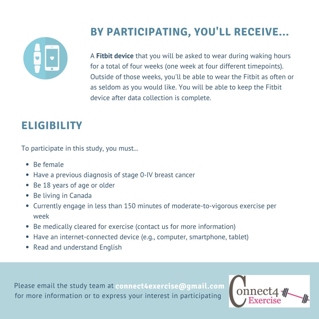 active_match's tweet image. *New study alert*: Connect4exercise study📢📢📢
Are you a breast cancer survivor??? 
Contact us: Connect4exercise@gmail.com
We are currently recruiting breast cancer survivors for an exercise trial⬇️