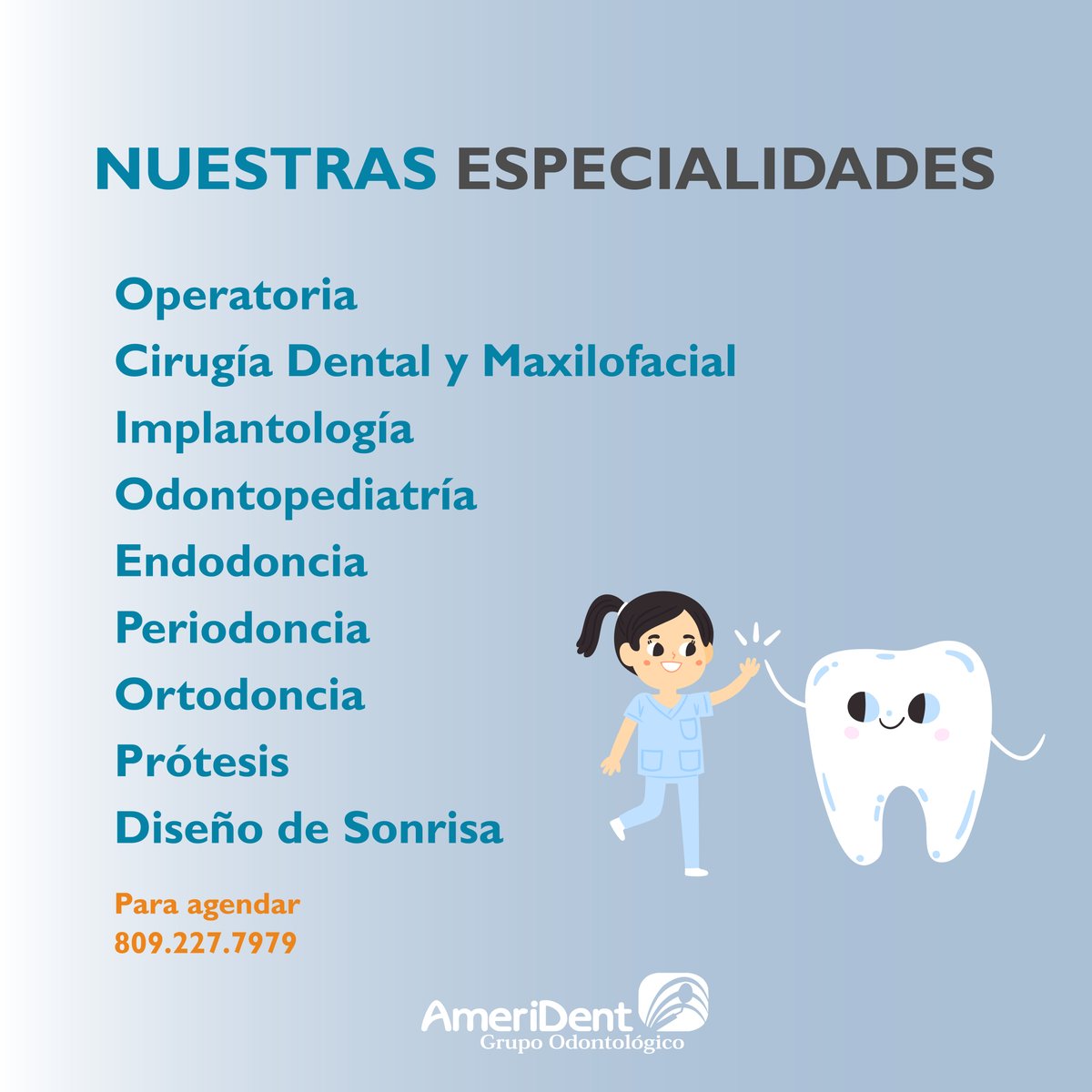 AmeriDentrd's tweet photo. Contamos con todas las especialidades odontológicas. 
Agenda tu visita llamando al 809.227.7979

#Especialidades
#Odontología
#Agendatuvisita
#Ameridentrd https://t.co/hycrwg1mGt