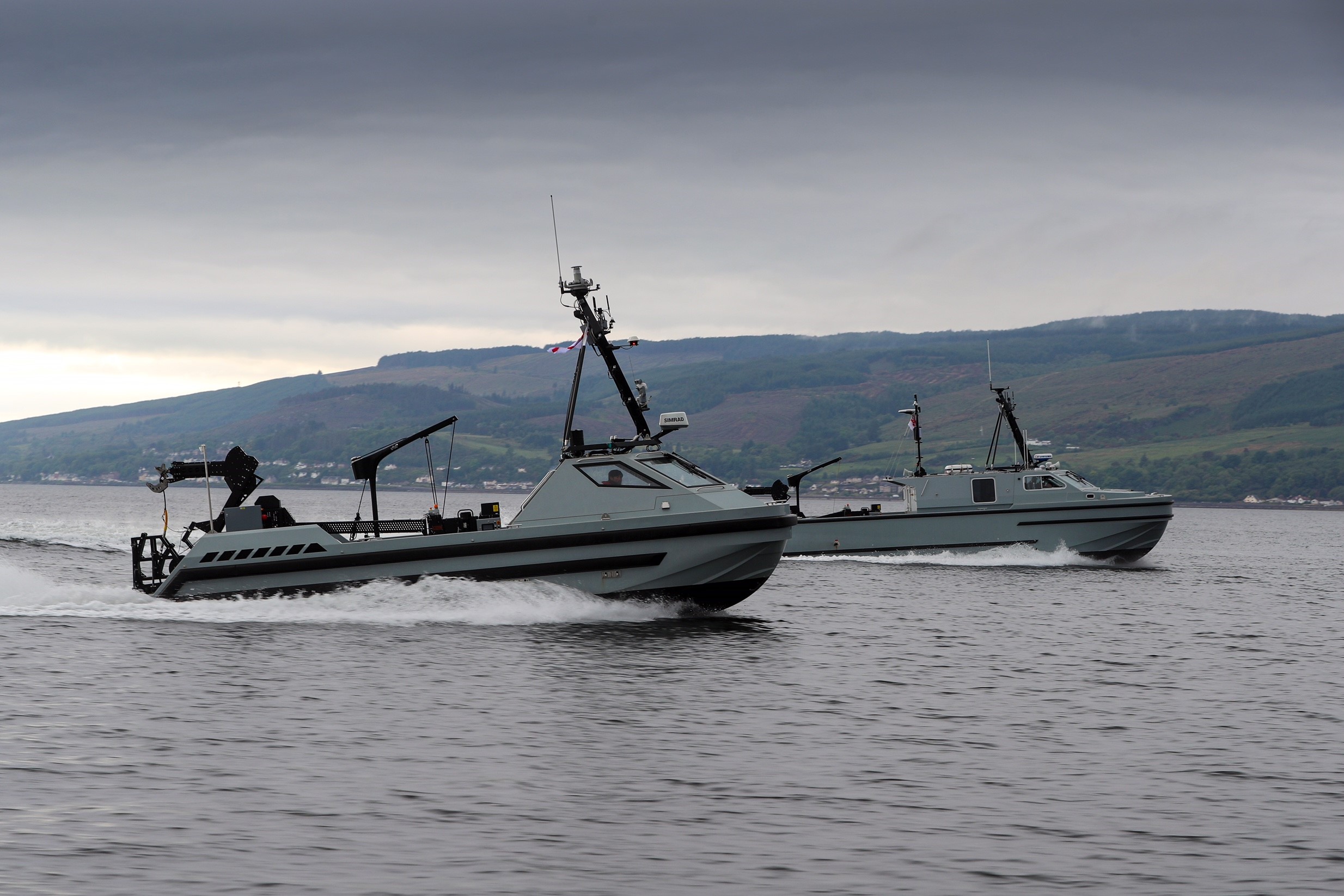 The third and final Royal Navy autonomous minehunting boat has been delivered to Clyde Naval Base.