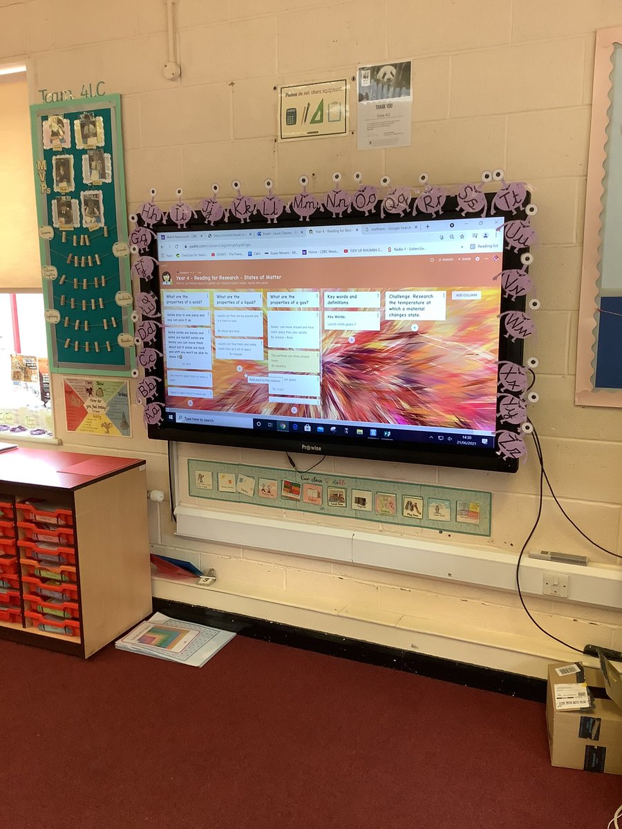 TyntesfieldLC's tweet photo. We are reading for research and using Padlet to gather our ideas and understanding about solids, liquids and gases. https://t.co/cdXRjvO2hl