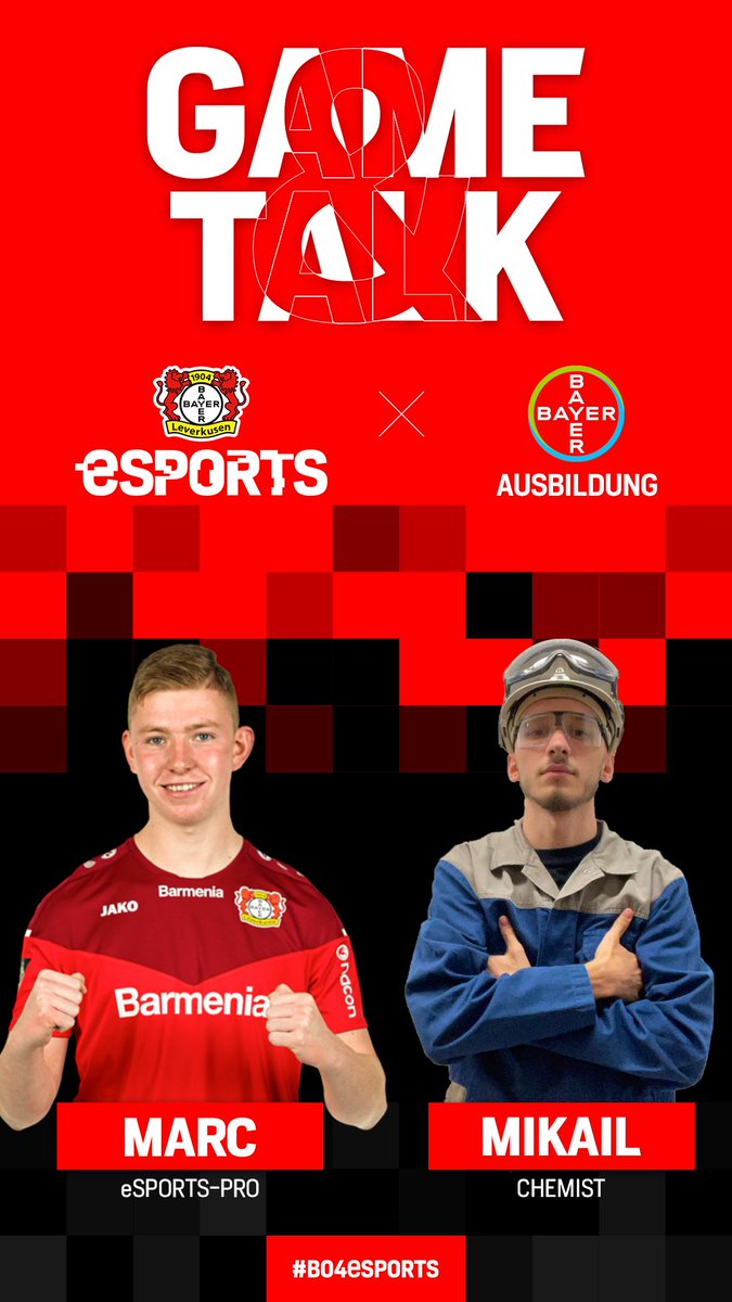 b04esports's tweet photo. Am Freitag steht das erste #Game&amp;Talk-Event gemeinsam mit @Bayer #Ausbildung an! 🎮🎙

——

#GameAndTalk-Event #1 😉

🗓 Friday
⏰ 4PM

🎥 live on https://t.co/lyd5fw9SJA

@bayer04fussball I @bayer04_en I @marclandwehr I #B04eSports I @BayerKarriere https://t.co/fidJ6jiRKt