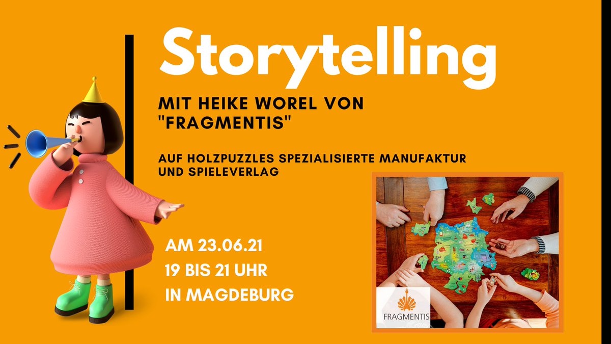 BpcInnen's tweet photo. Mit 59 J. von Kreativberaterin zur Unternehmerin mit eigenem #Spieleverlag &amp; #Holzpuzzle #Manufaktur! Aus Gerwisch in die Ganze Welt. #Heike #Worel mit #Fragmentis teilt ihre #Geschichte mit uns beim #Storytelling in der BPC am 23.6 um 19 Uhr! 

#Network #Gründen #LSA #fempreneur https://t.co/MSOJhl6qdr