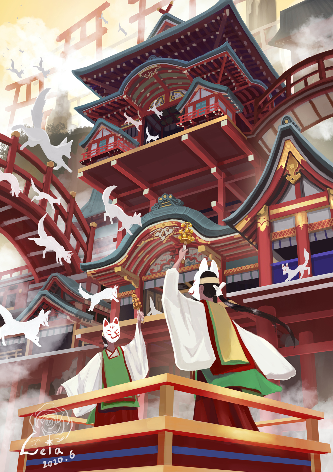 Leia れいあ 社寺建築と猫を愛するイラストレーター 在 Twitter 上 職業絵師活動応援フェス クライアントさんポートフォリオいかがすか 和の建物のある風景いかがでしょうか 日本らしさ 和風ファンタジーなど幻想的な風景描いております 書籍の挿絵や装画