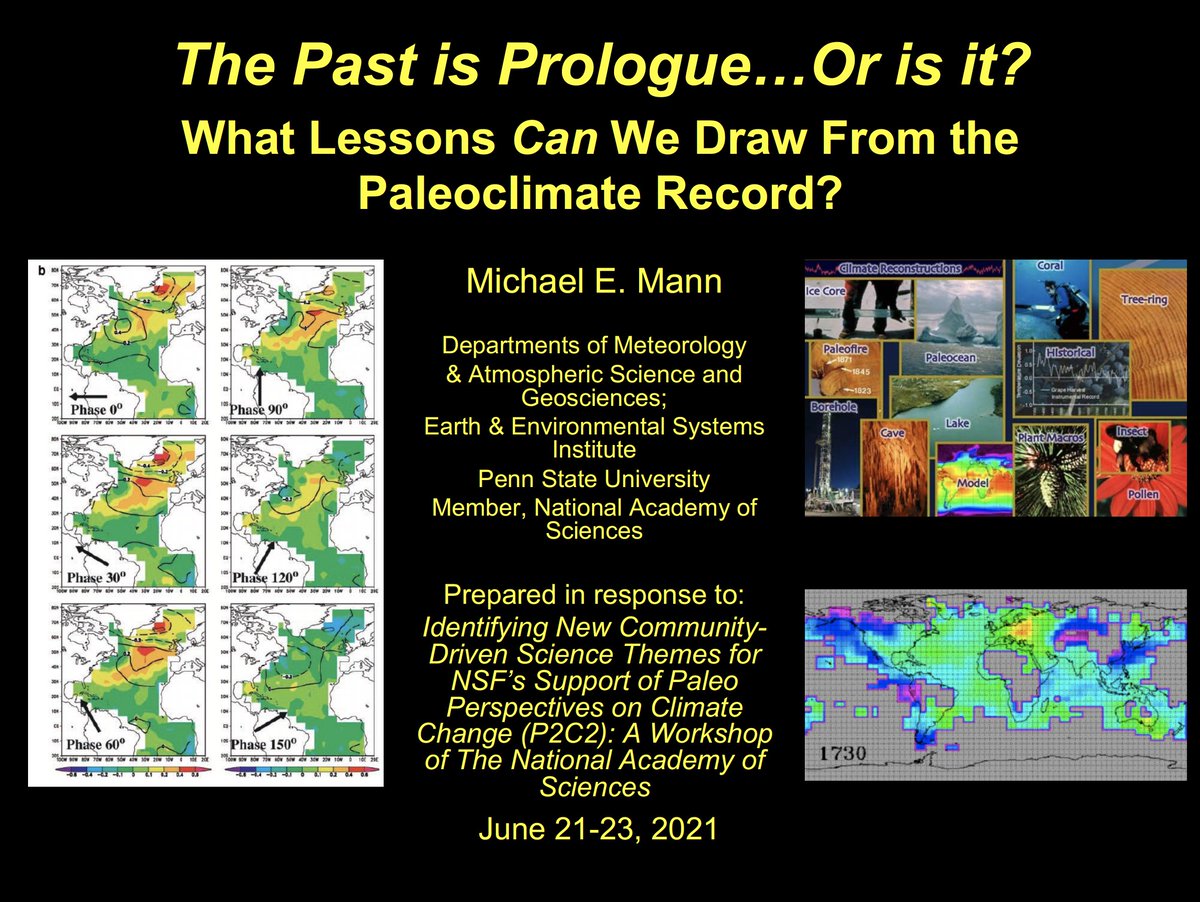 MichaelEMann's tweet photo. I’m unable to present at the @NSF/@NASciences #P2C2 workshop on future priorities for paleoclimate research this week (https://t.co/Rt2xsuQihj), so I’ve provided my thoughts and suggestions in advance of the meeting. [2/6] https://t.co/mCAForVd2j