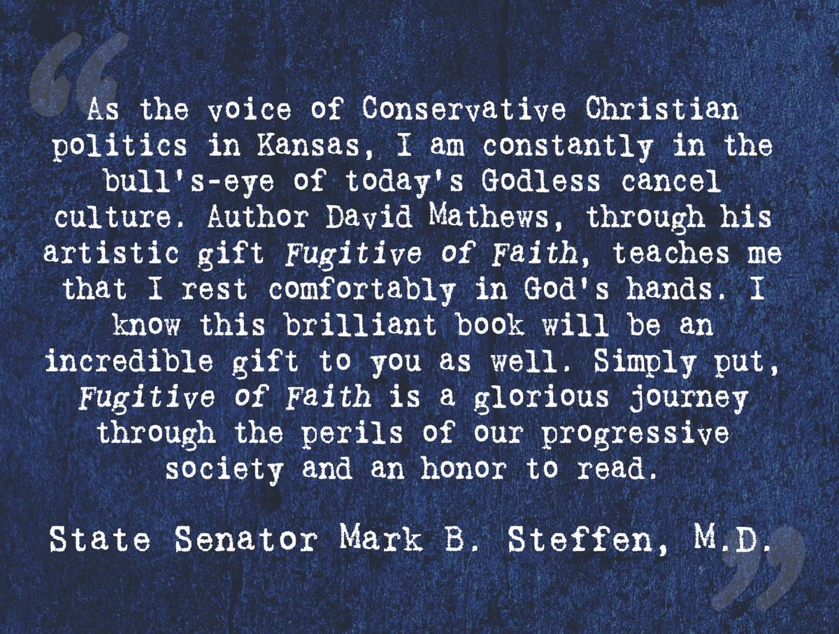 PublicitySusie's tweet photo. @AmbassadorIntl publishes great books. But it's always a true honor when great leaders endorse them.

My dad always taught.t me to vote farmers into office, this is why.

Thanks for the endorsement, @SteffenSenate 

"Fugitive of Faith" is available for pre-order NOW. https://t.co/m95wCmKlch