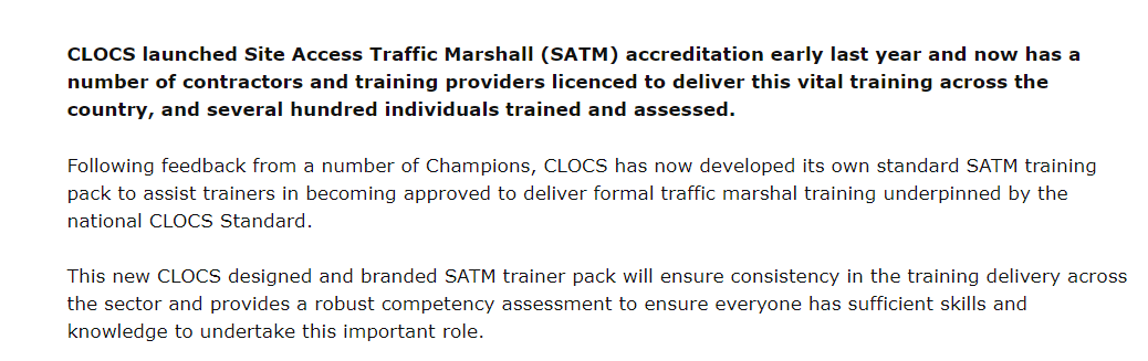 CLOCS's tweet photo. CLOCS in the news: Site Access Traffic Marshall (SATM) training https://t.co/h0jjFJQkK7

@AccessPointMag #CLOCS https://t.co/t2ki7VsQYu