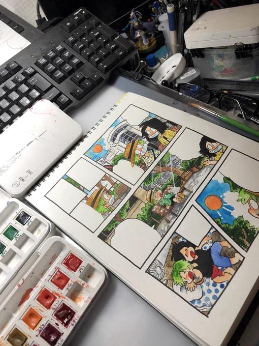 今日はカラーで日記を描いてました😄 
