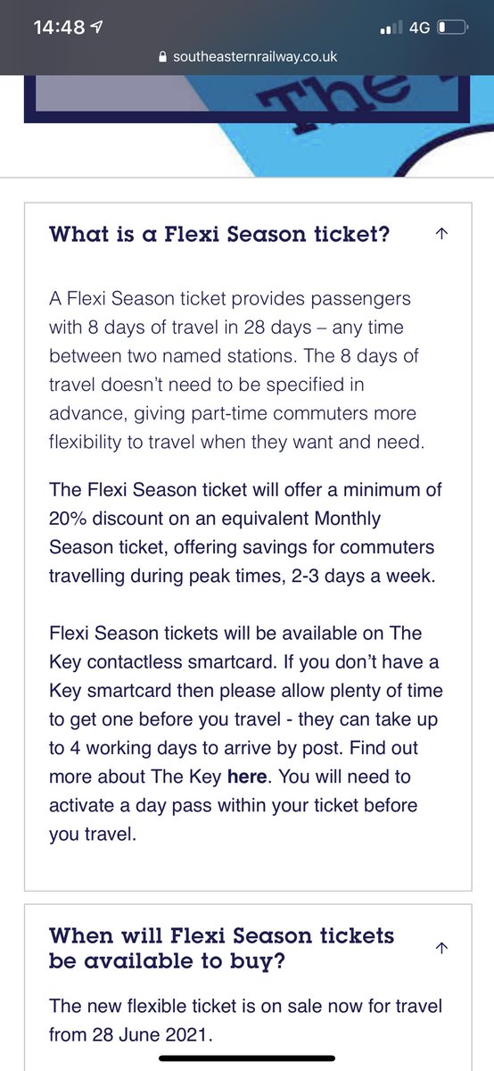 KJWesty's tweet photo. Look at the difference on @se_railway ‘s website today. From 7am this morning to now. They know they misled customers on what the flexi season ticket will be! Why change it otherwise? #flexiseason https://t.co/j5QBbxh7xF