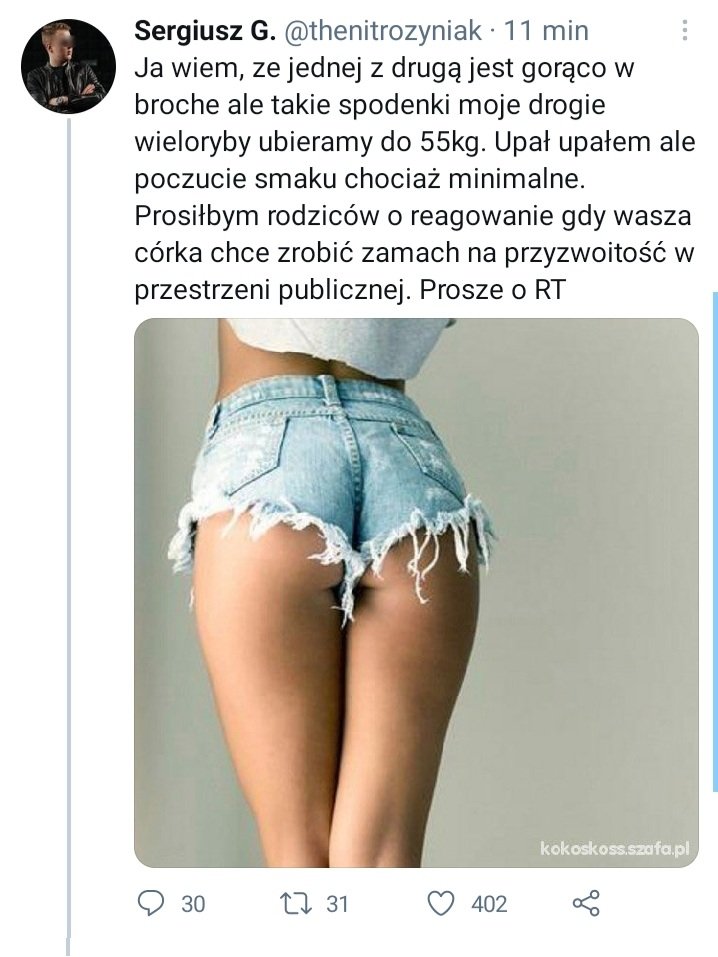 Obrzydliwy tweet. Co lato to samo, festiwal oceniania ciał, jakby były produktem w supermarkecie. Czy zamiast pisać takie bzdury, moglibyście się zająć własną dupą?
