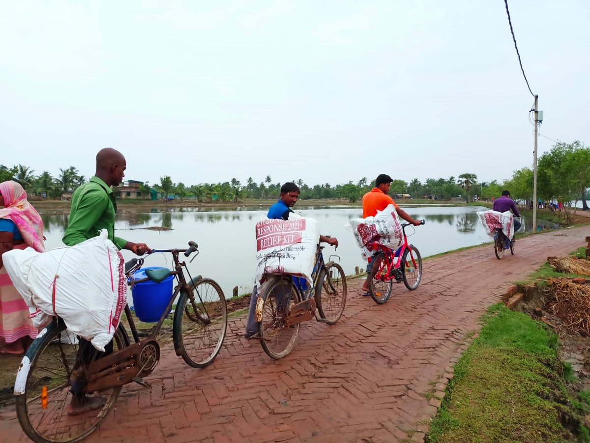 #water, #sanitation, #hygiene, and #Shelter kits were loaded on the bicycle for the #CycloneYaas affected community of #Mousuni Island in South 24 Pargana, West Bengal by Caritas India, @StartNetwork, and @CAFOD.
