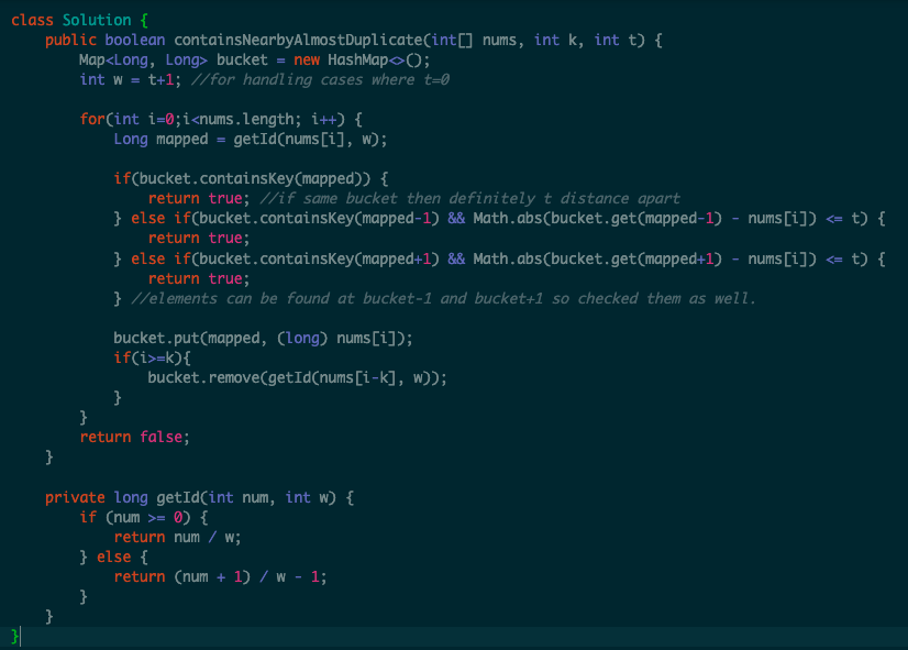 akubuzz's tweet photo. 220. Contains Duplicate III Leetcode solution using bucket sort algo
Time complexity = O(n)
Space Complexity = O(k)
advantage of 20ms
@JavaScriptDaily @JavaScript @TypeScriptDaily @typescript @java #typescript #javascript #100DaysOfCode #programmer #codewithakubuzz #leetcode https://t.co/ps47AuOF2f