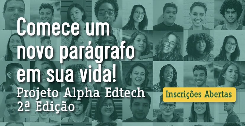 As inscrições do processo seletivo da Alpha Edtech estão abertas até o dia 25/06. No curso de 3 semestres, os alunos têm acesso a conteúdos técnicos de desenvolvimento web, trilha de preparação de soft skills,curso de inglês e ainda ajuda financeira.Acesse:sejaalphaedtech.org.br