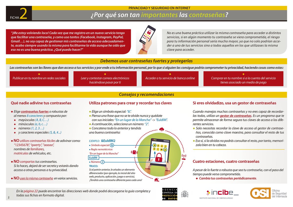 prevedata's tweet photo. Recomendaciones de la AEPD para crear contraseñas seguras y robustas https://t.co/Rt85vcek3R