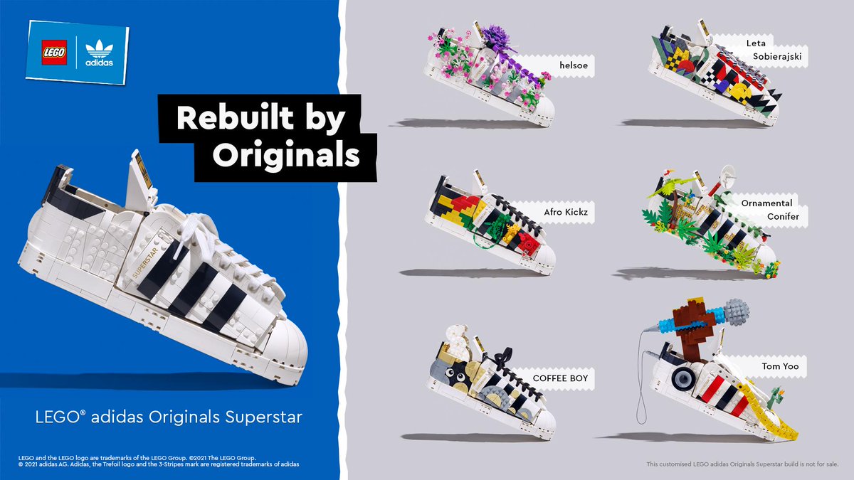 Six creators. One iconic sneaker. Explore the collection here: lego.com/adidas-superst… 
#RebuiltByOriginals #adidasxLEGO #LEGO #adidas