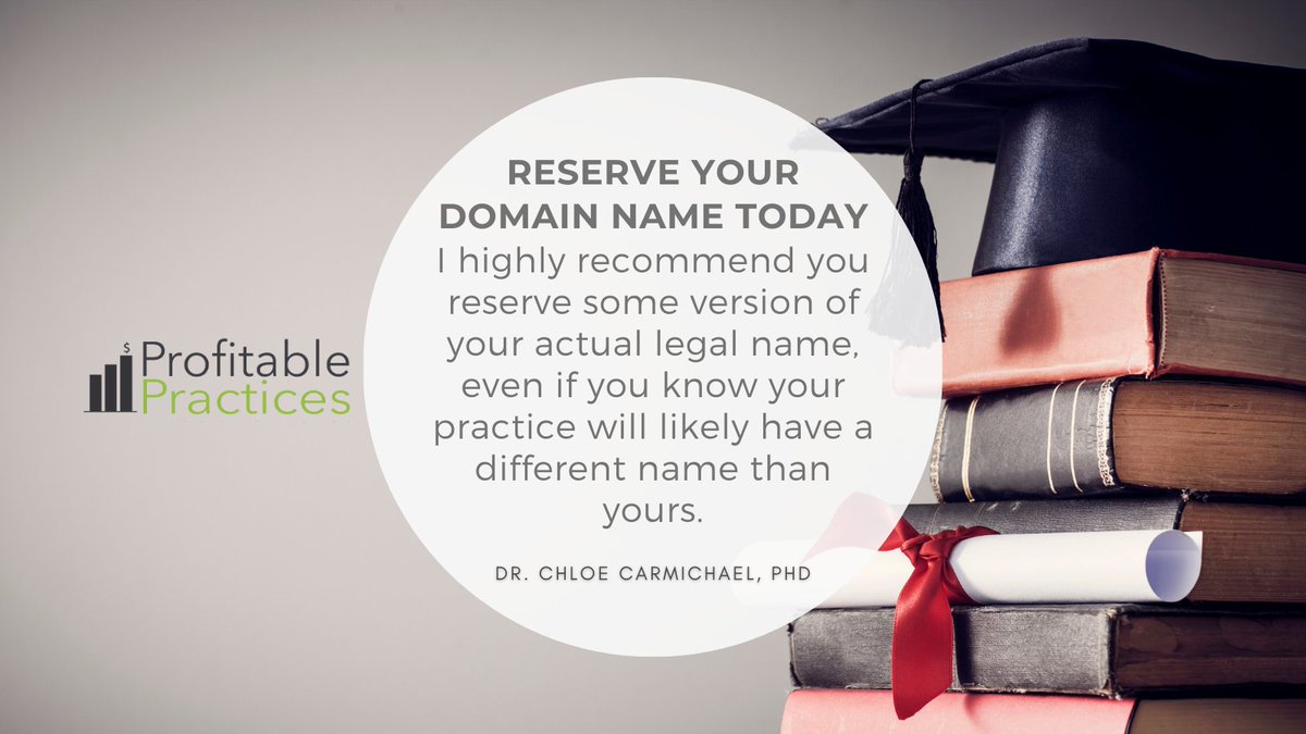 therapyrocket's tweet image. Why? You can easily point this domain to whatever website you ultimately choose as your own, and having your name pointing there will help the SEO of your future practice.

Read: hubs.la/H0Qz7ld0

#StartaPrivatePractice #GradStudent #PsychStudent #TherapyBusiness