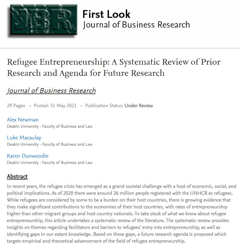 This #preprint shows that #refugees make significant contributions to the economies of their host countries, with rates of entrepreneurship higher than other groups: spkl.io/601743BkL; by A. Newman, @LW_Eddy101 &amp; K. Dunwoodie <a href="/Deakin/">Deakin University</a>. #WorldRefugeeDay #EconoTw