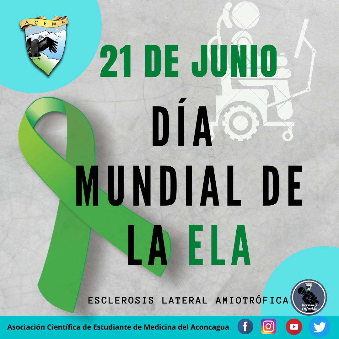 AcemaMza's tweet photo. 🗓�� Cada 21 de junio, desde 1997, se celebra el Día Mundial de la Esclerosis Lateral Amiotrófica

📌Fecha impulsada por asociaciones de pacientes de todo el mundo para concienciar sobre esta enfermedad, unir fuerzas y exigir más investigación. https://t.co/fmdSnCxEzS