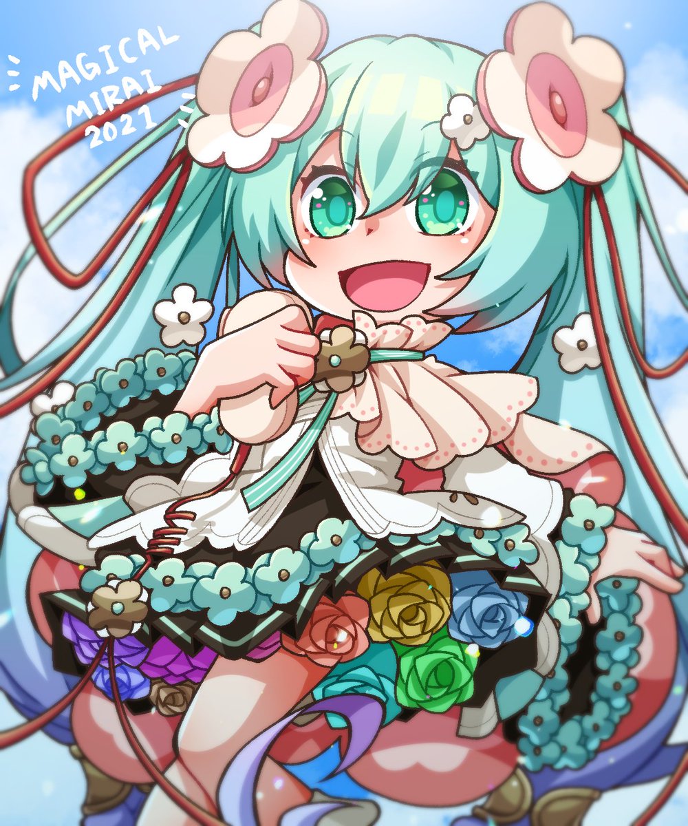 初音ミク ,magical_mirai_miku 「マジカルミライ!!今年も楽しみで今からワクワクしてます!!!🌼
#マジカルミラ」|pomm🍎🍊🍌のイラスト