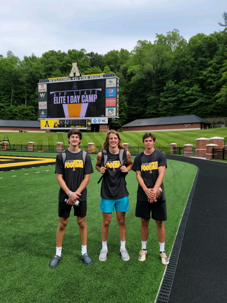 Noah (QB2023), Colt (WR2023) and Peyton (WR2022) representing SW VA and NE TN at App State Elite Football Camp <a href="/AppState_FB/">App State Football</a>.  Thank you coaches for an amazing experience.  
<a href="/noahmb8/">noah_mb</a>
@coltwynegar_74
<a href="/pmcclanahan20/">Peyton McClanahan</a>