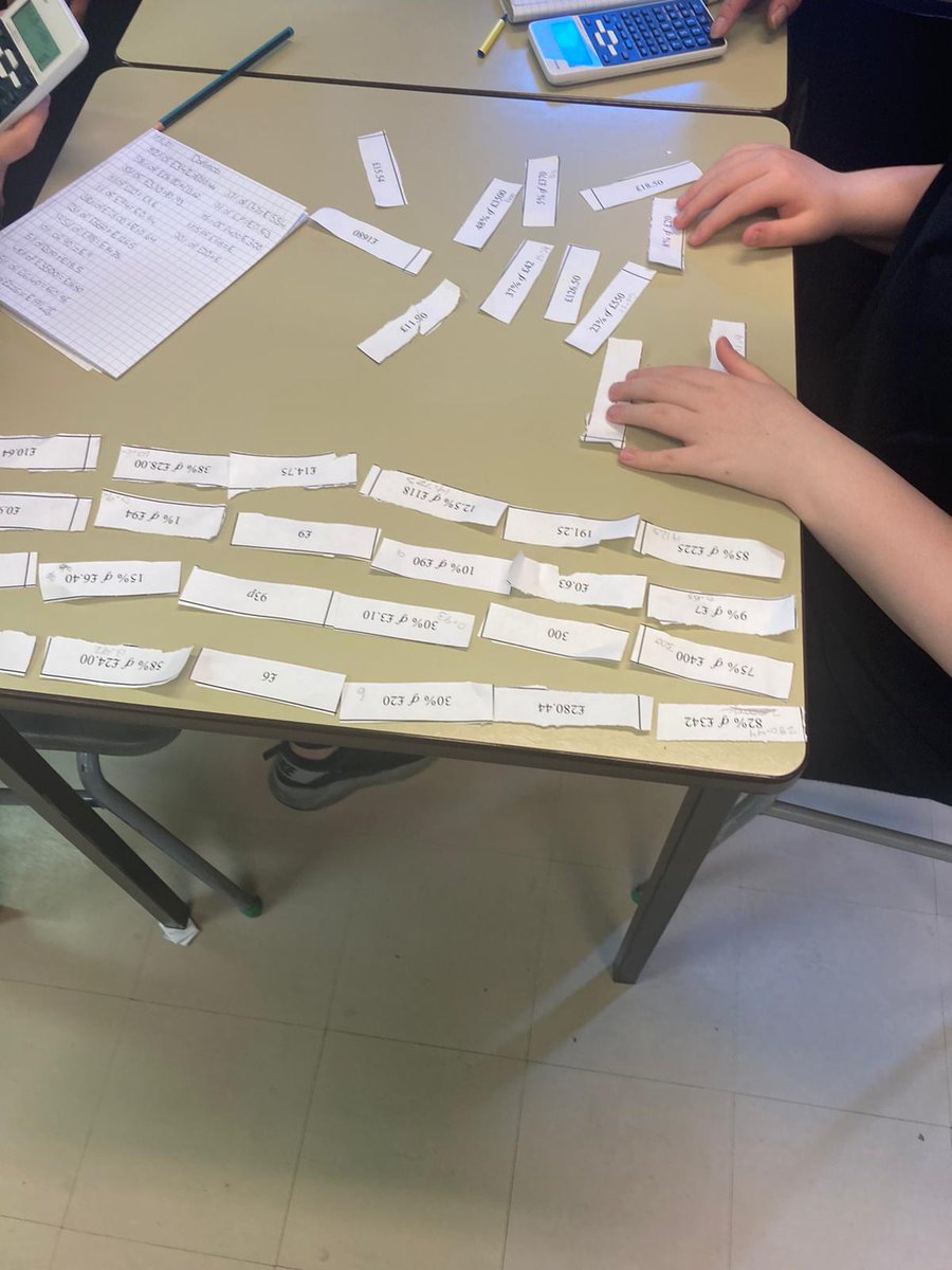 Hazlehead_maths's tweet photo. 3X3 worked together to complete a matching activity. Lots of tricky percentages of quantities were worked out using good communication and teamwork! Well done!π @Coop_Learn #shoulderpartners #matching #percentages https://t.co/onvyQ6cEta