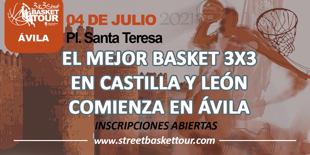 Ya puedes inscribir a tu equipo en la fase local del #3x3SBT2021 de #Ávila del próximo 4 de julio.
🏀Clasificatorio para el Master final de #Valladolid.
🏀Todas las categorías
🏀Puntuable ranking FIBA #3X3 Cat. Absoluta
👉streetbaskettour.com/avila-open-202…