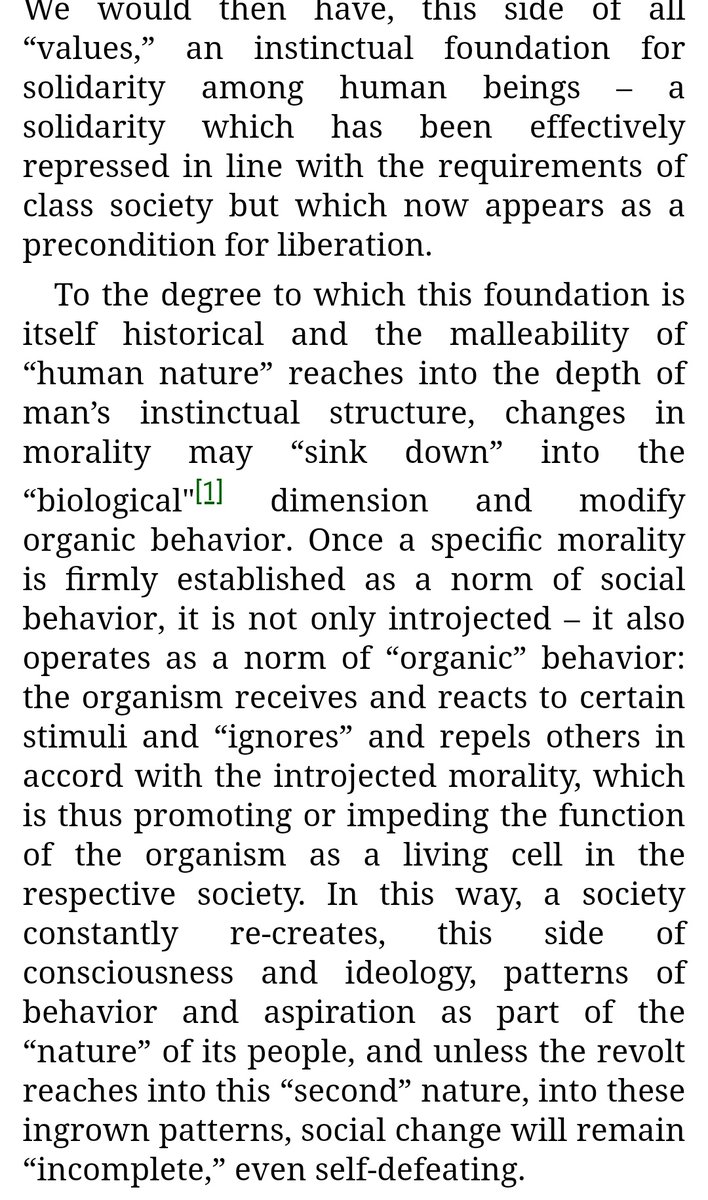 The grooming of "critically conscious" psychopathologies is what Herbert Marcuse describes in Part 1 of "An Essay on Liberation," in which he argues we have to make man "biologically" need Liberation Socialism, effectively by making him functionally psychopathological.